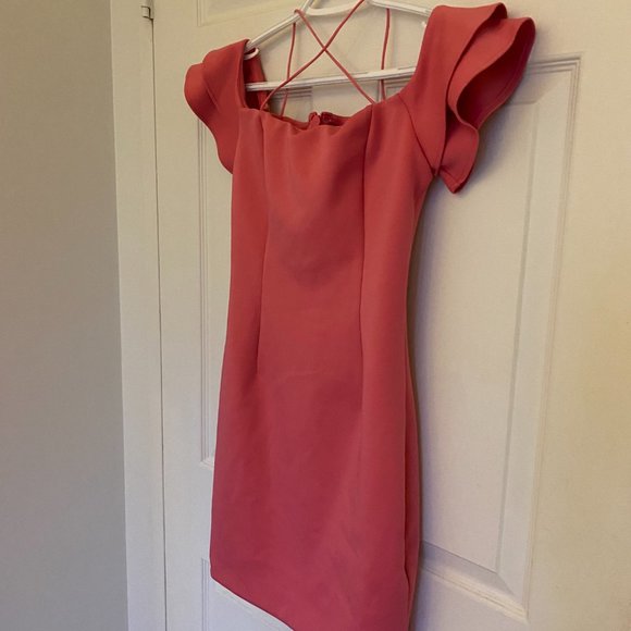 Guess Pink Off the Shoulder Scuba Dress - Picture 2 of 7